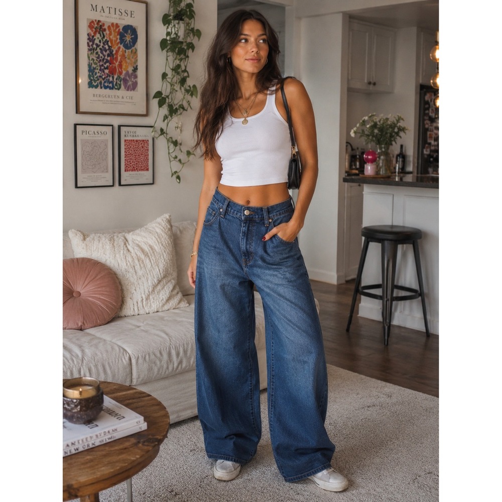 Banana Republic size 8 29 Wide Leg Jeans Dark Wash Pleated High Rise Denim 1191